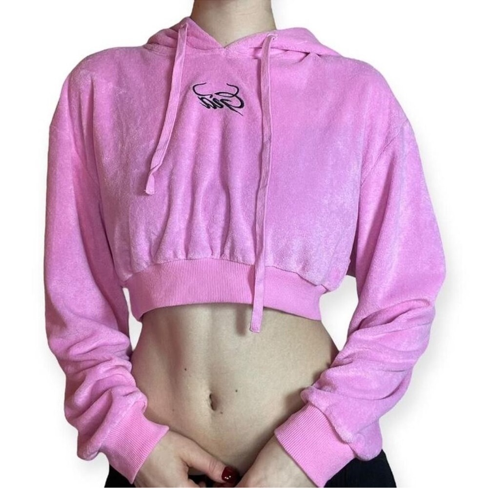 I.Am.Gia Torres Pink Terry Cloth Cropped Hoodie